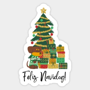 Feliz Navidog! (Feliz Navidad) Christmas Tree Festive Dog Sticker